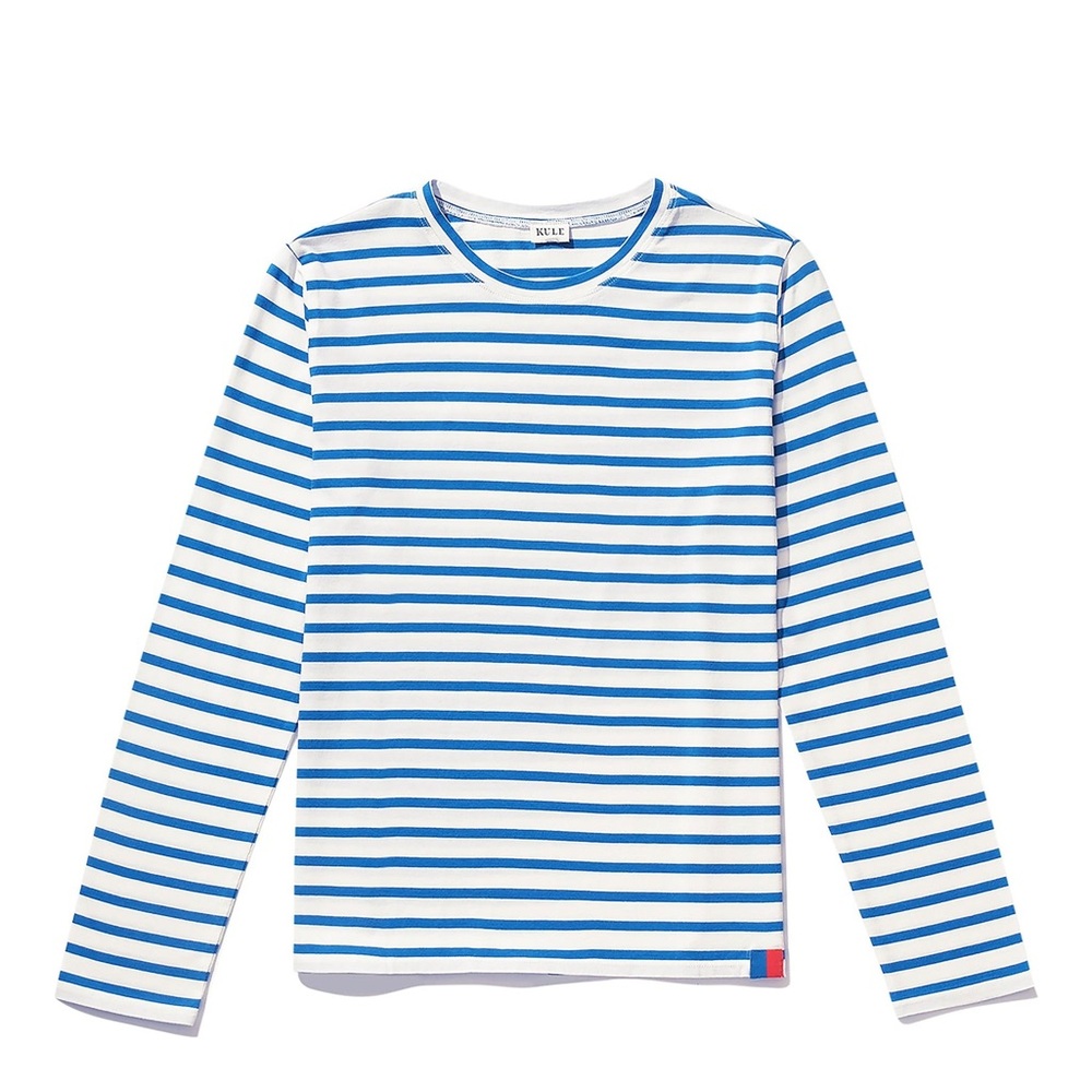 KULE Modern Long XS Blue and White Striped Tee